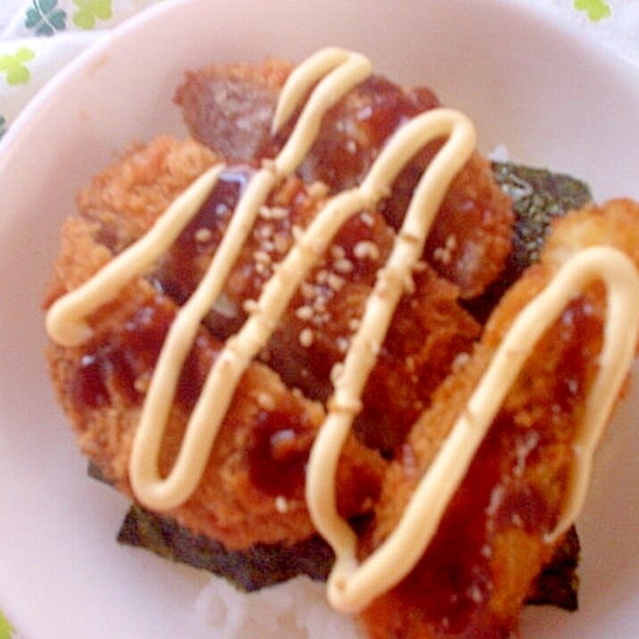 酢飯で❤メンチカツと大葉あじフライの海苔どんぶり